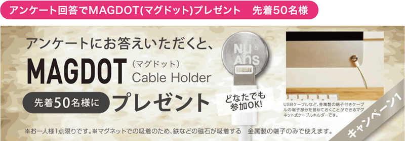 アンケート回答でMAGDOT(マグドット)プレゼント 先着50名様