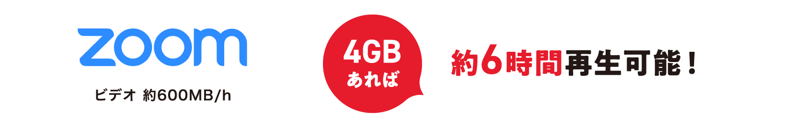 ZOOM ビデオ 約600MB/h 4GBあれば 約6時間再生可能!